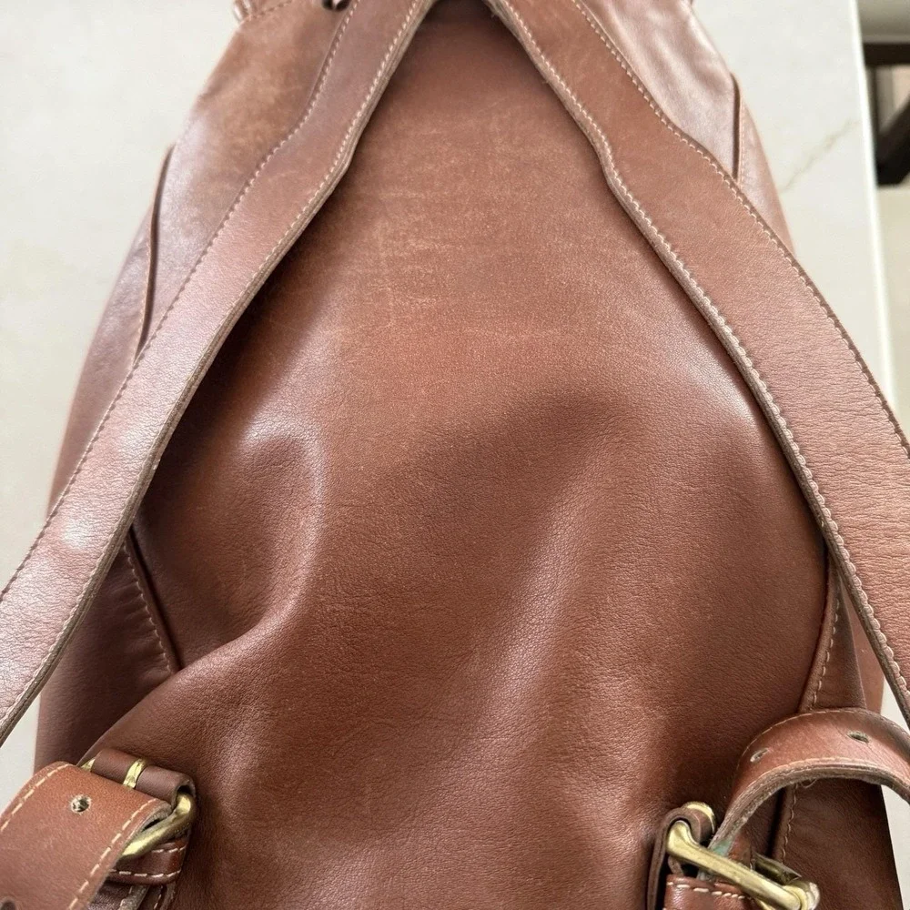Coach Leather Backpack Vintage 90's British Tan Drawstring‎ Buckle #0519